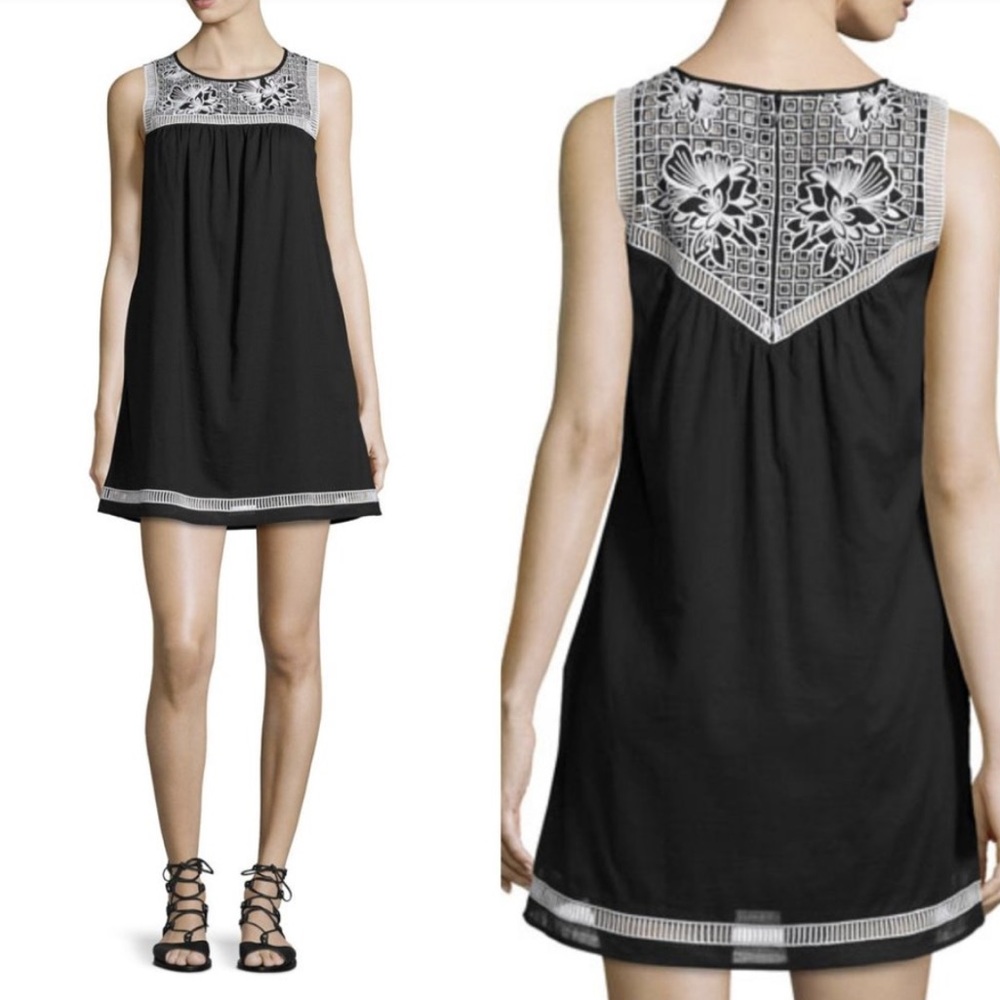 Tory Burch Hopewell Embroidered Black and White Dress XS